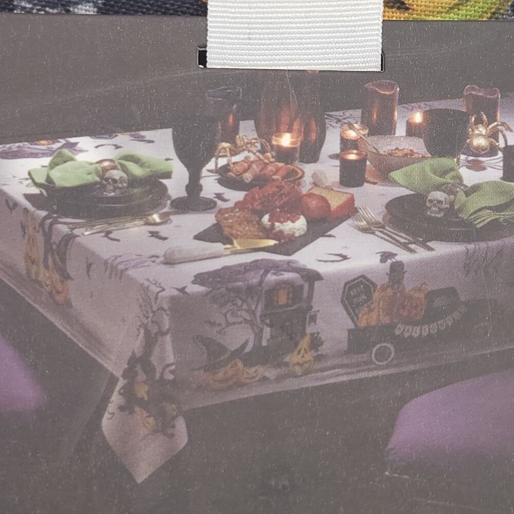 Christian Lacroix Halloween Tablecloth Oblong Skeleton Gothic Pumpkin 60x84 - Picture 9 of 9